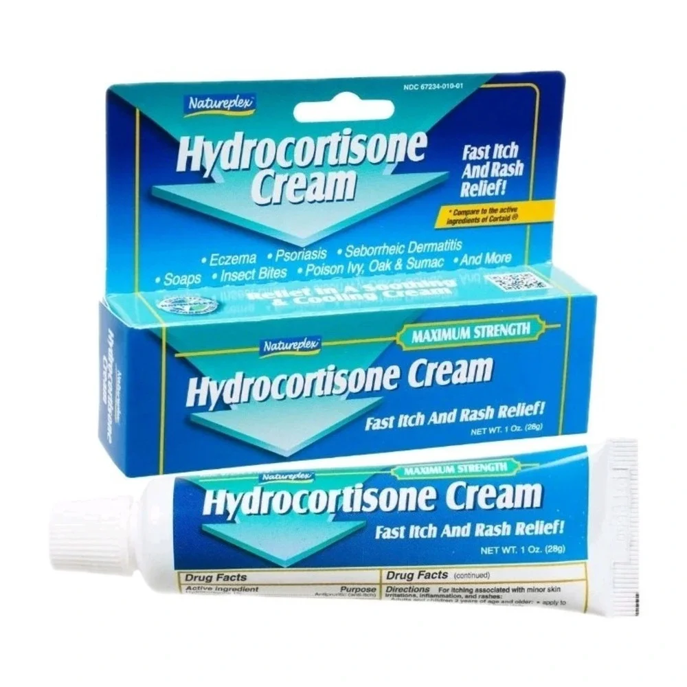 4 x HYDROCORTISONE CREAM Max. Strength 1%, Fast Itch/Rash Relief‎ Natureplex 1oz